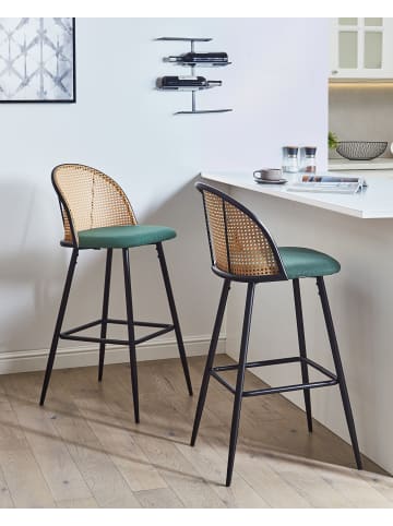 Beliani 2-tlg Barhocker CORNELL in Schwarz/Grün/Braun