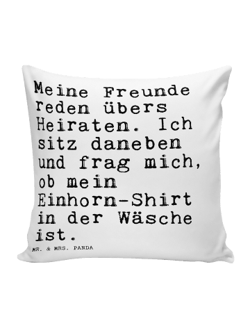 Mr. & Mrs. Panda Sofakissen Meine Freunde reden übers... mit Spruch in Weiß
