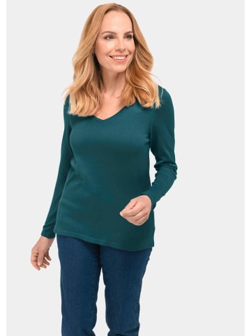 GOLDNER V-Pullover Unkomplizierter Pullover mit V-Ausschnitt in petrol