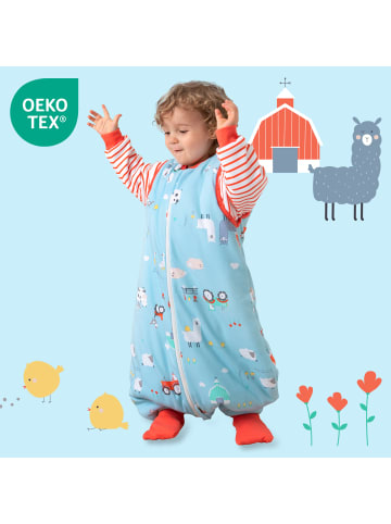 Schlummersack Bio Schlafsack mit Füßen und umklappbaren Bündchen 2.5 TOG in Blau