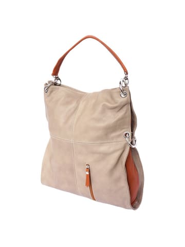 Florence Florence Schultertasche, Beuteltasche Leder braun, helltaupe, tan ca. 37cm