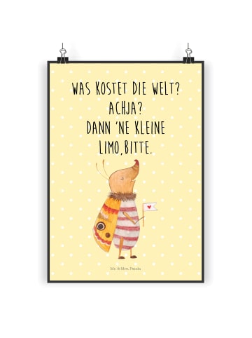 Mr. & Mrs. Panda Bild Nachtfalter Fähnchen mit Spruch in Gelb Pastell