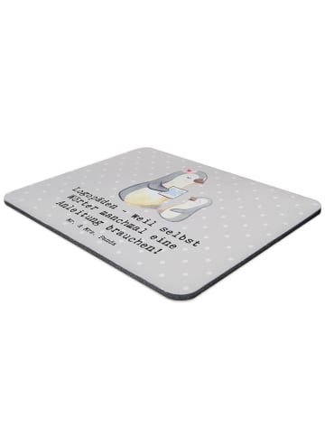 Mr. & Mrs. Panda Mousepad Logopädin Helden mit Spruch in Grau Pastell