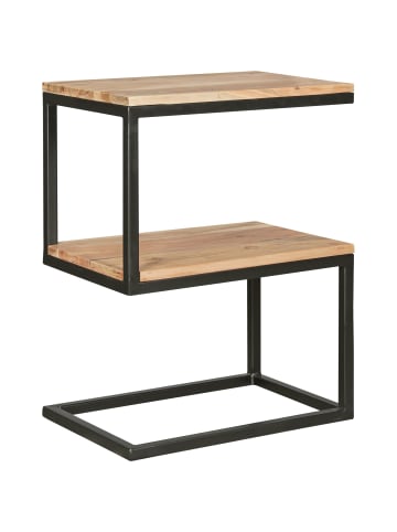 KADIMA DESIGN Beistelltisch AKOLA S-Form Massiv-Holz / Metall 45 x 60 x 30 cm in Akazie