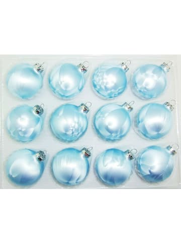 Thüringer Glasdesign 12x Thüringer Glas Eislack 6cm Christbaumkugeln in Himmelblau