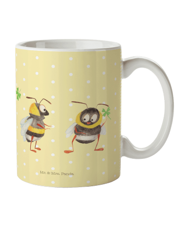 Mr. & Mrs. Panda Kindertasse Hummeln Kleeblatt ohne Spruch in Gelb Pastell