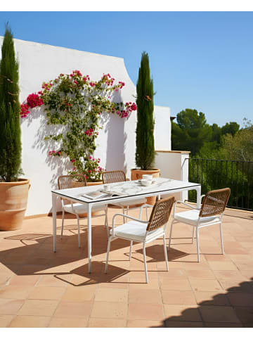 Beliani 4er-Set Gartenstuhl TACENO in Weiß/Braun