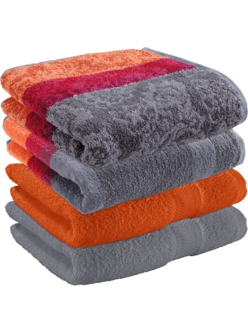 Erwin Müller Jacquard Handtuch-Set 4er-Pack in orange/grau