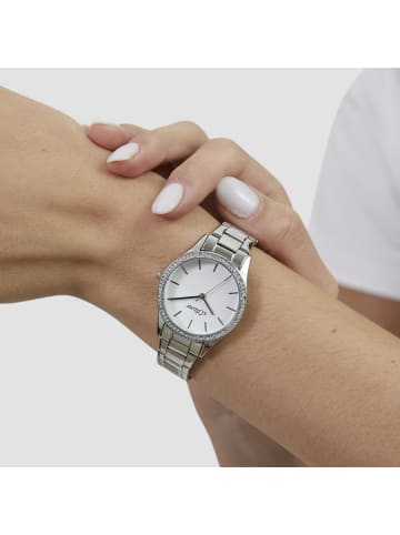 s.Oliver Armbanduhr zeitlos mit funkelnden Steinen in silber