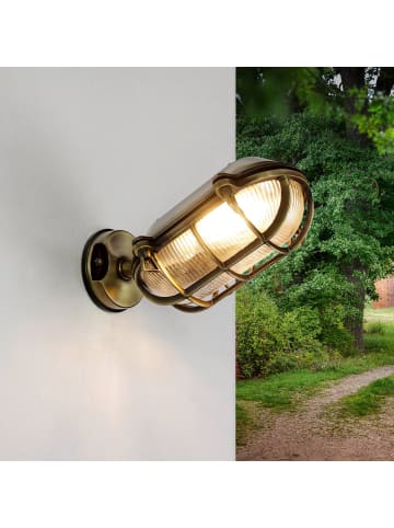 Licht-Erlebnisse Außen Wandlampe (B)16.5 x (H)13.5 cm in Messing Antik
