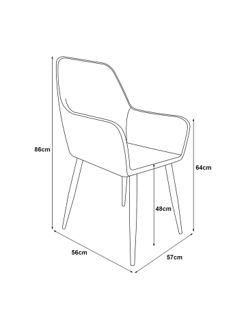 en.casa Esszimmerstuhl Hollola in Schwarz (B)57cm (H)86cm (T)56cm