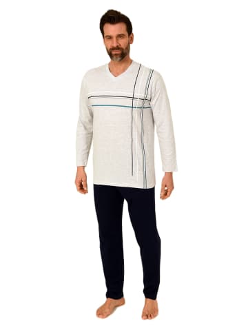 NORMANN Schlafanzug langarm Pyjama - 84614 in grau