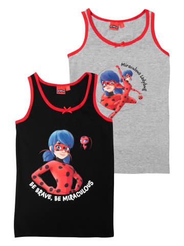 Miraculous 2er Pack Miraculous Ladybug Unterhemd Tank Top Hemdchen in grau/schwarz
