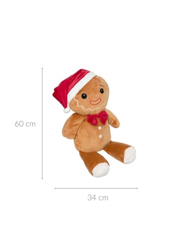 Weihnachtlicher Plüsch in Form eines Lebkuchens in Braun, 60 cm