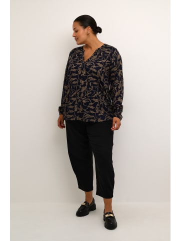 KAFFE curve Langarm-Bluse KCelsa in Brindle/Midnight Doodle Print