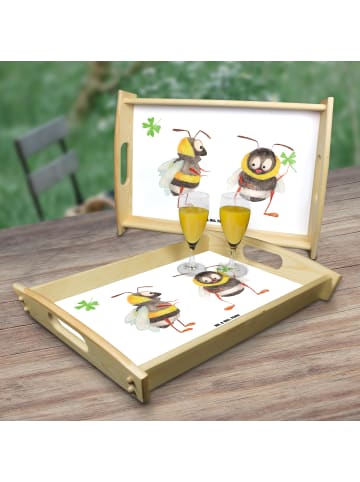 Mr. & Mrs. Panda Küchentablett Hummeln Kleeblatt ohne Spruch in Weiß