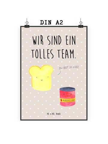 Mr. & Mrs. Panda Poster Toast Marmelade mit Spruch in Beige Pastell