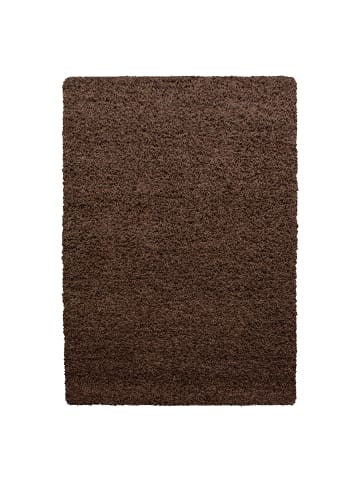 KADIMA DESIGN Teppich Hochflor Unifarben Polypropylen Wohnzimmer Shaggy in Braun