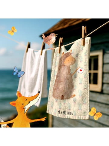 Mr. & Mrs. Panda Handtuch Alpaka Fahne ohne Spruch in Kaktus Grün