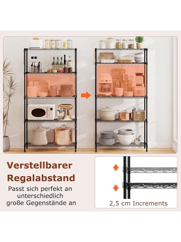 COSTWAY Metall Aufbewahrungsregal 5 stöckig in Schwarz