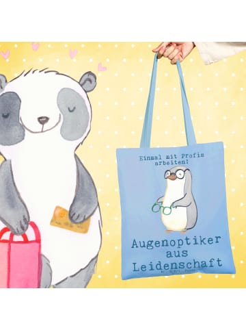 Mr. & Mrs. Panda Tasche Augenoptiker Leidenschaft mit Spruch in Sky Blue