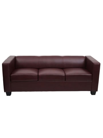 MCW 3er Sofa Lille, Kunstleder, rot-braun