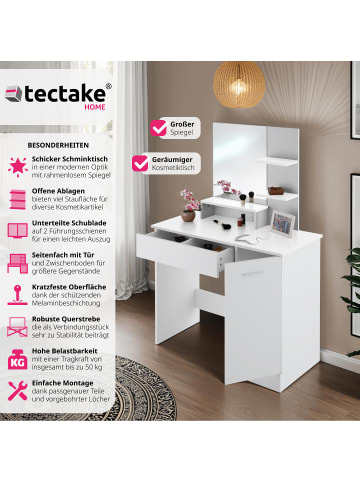 tectake Kosmetiktisch mit Spiegel, unterteilte Schublade, 90 x 40 x 137,5 cm