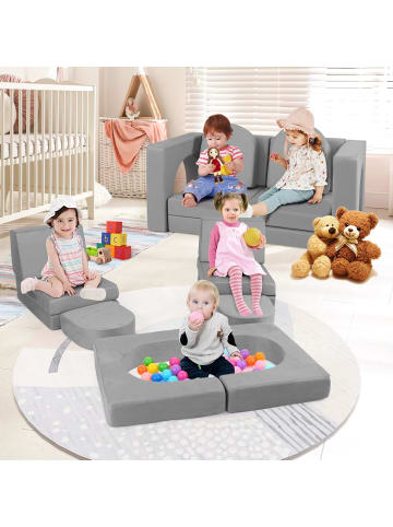 COSTWAY Kindersofa 8-teilig in Grau