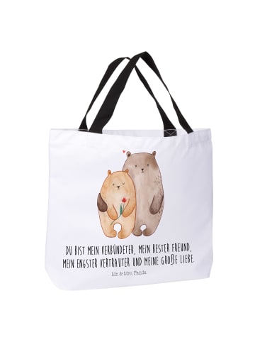 Mr. & Mrs. Panda Schultertasche Bären Liebe mit Spruch in Weiß