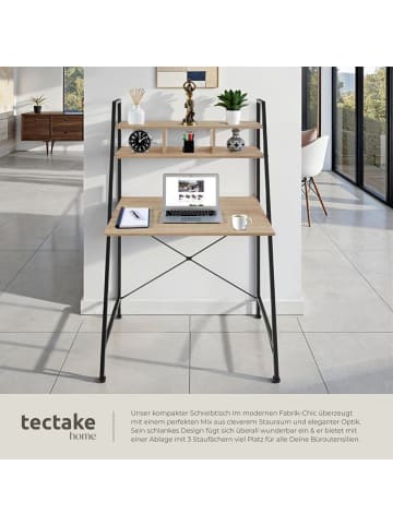 tectake Bürotisch, trapezförmiges Gestell, 3 Staufächer, 85,5 x 46,5 x 140 cm
