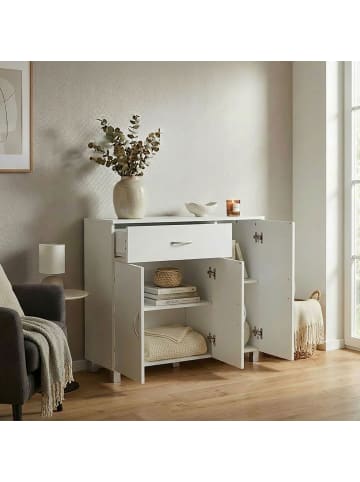 FineBuy Sideboard in Weiß / Spanplatte / 90x30x75