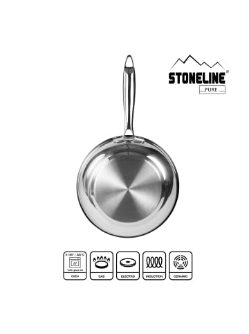 Stoneline PURE Edelstahl Pfanne 24 cm | mit Deckel in Silber