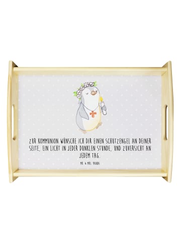 Mr. & Mrs. Panda Servierplatte Pinguin Kommunion mit Spruch in Grau Pastell