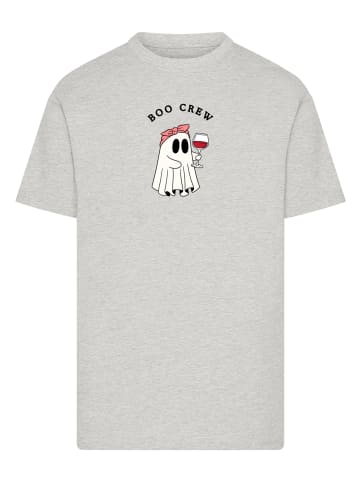 F4NT4STIC T-Shirt Boo Crew Drinking Geist Halloween in grau meliert