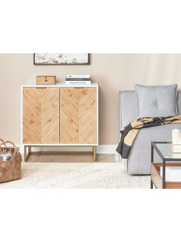 Beliani Sideboard ALASKA in Weiß/Gold/Braun - (W) 80 x (H) 80 x (L) 40 cm