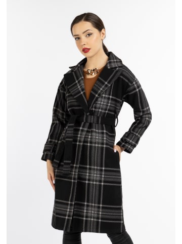 faina Damen Mantel in Schwarz Karriert