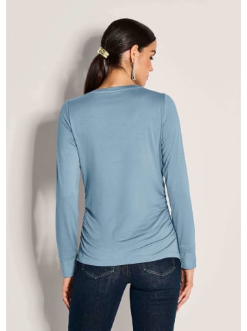 MADELEINE Langarm-Shirt mit gerafften Seiten in rauchblau