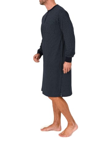 NORMANN Langarm Nachthemd Bündchen Minimalprint in marine