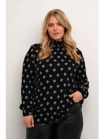 KAFFE curve Langarm-Bluse KCami in Black Small Flower Print
