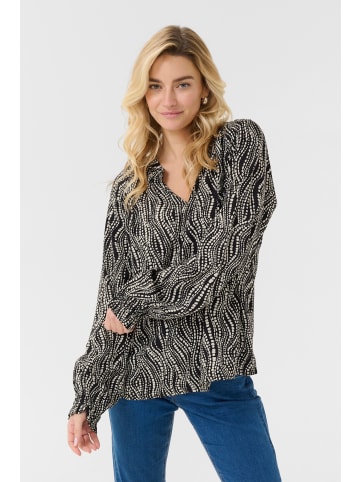 Cream Langarm-Bluse CRTiah Regular fit in Black wavy dots