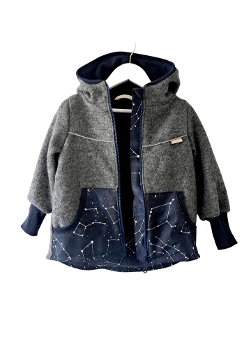levily - Manufaktur babyfroh  Jacke Wollwalk-Softshell Anthrazit-Kosmos