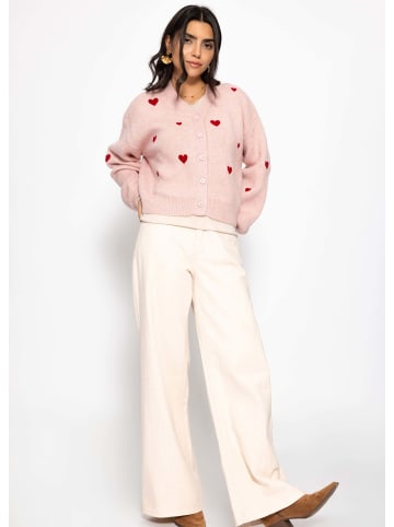 SASSYCLASSY Cardigan mit Herzen in Rosa