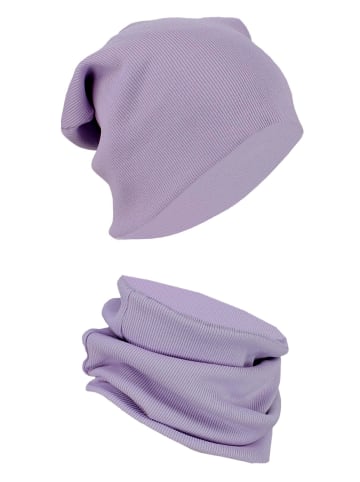 Alkato 2tlg.- Set Mütze mit Schal in violett
