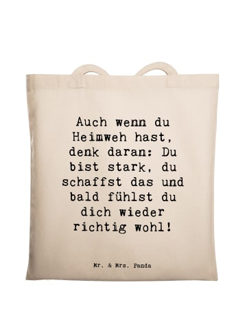 Mr. & Mrs. Panda Schultertasche Spruch Heimweh überwinden mit Sp... in Creme