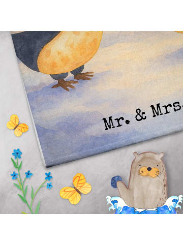 Mr. & Mrs. Panda Gästehandtücher Pinguin Liebe Design mit Spruch in Weiß