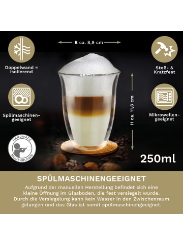 Creano 2er-Set "Thermo-Gläser" DG-V doppelwandig, 250ml Glas