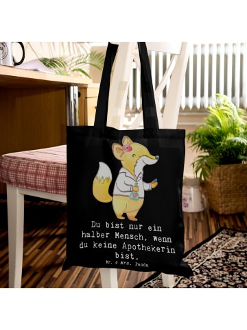 Mr. & Mrs. Panda Canvas Tasche Apothekerin Herz mit Spruch in Schwarz