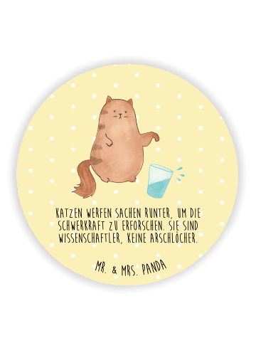 Mr. & Mrs. Panda Kühlschrankmagnet Katze Wasserglas mit Spruch in Gelb Pastell