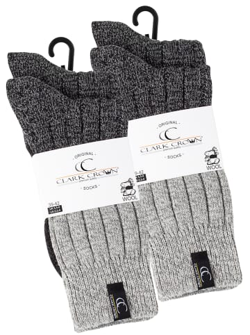 Clark Crown® Norweger Wollsocken 4 Paar in Grau