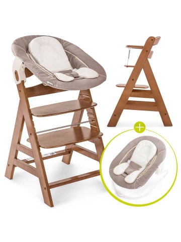 Hauck Alpha Plus Walnut Newborn Set - 3-tlg. Hochstuhl in braun,beige